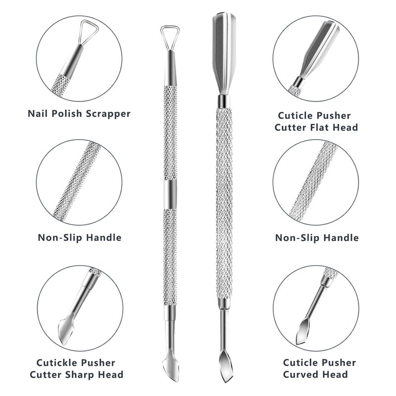 DecuT Cuticle Trimmer with Cuticle Pusher and Scissors, Cuticle Remover Professional Durable Pedicure Manicure Tools, Stainless Steel Cuticle Nipper Cutter Clipper for Fingernails and Toenails (Silver) - Image 3